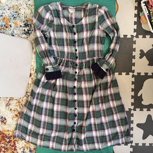 S. Roberts Dresses & Skirts - Vintage 90s Dress 16 Purple Green Plaid Flannel Contrast Collar Maxi S. Roberts